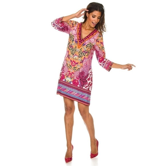 HALE Bob-Mixed Printed Midi Emily Summer/Vacation Dress (Size:Medium) - Picture 2 of 13